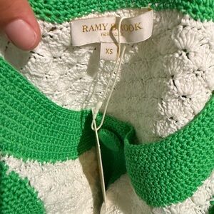Ramy Brook Green and White Crochet Sweater Dress NWT XS